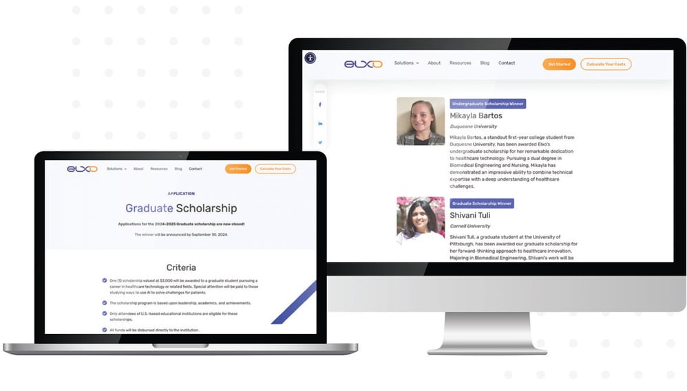 Elxo Scholarship Landing Pages
