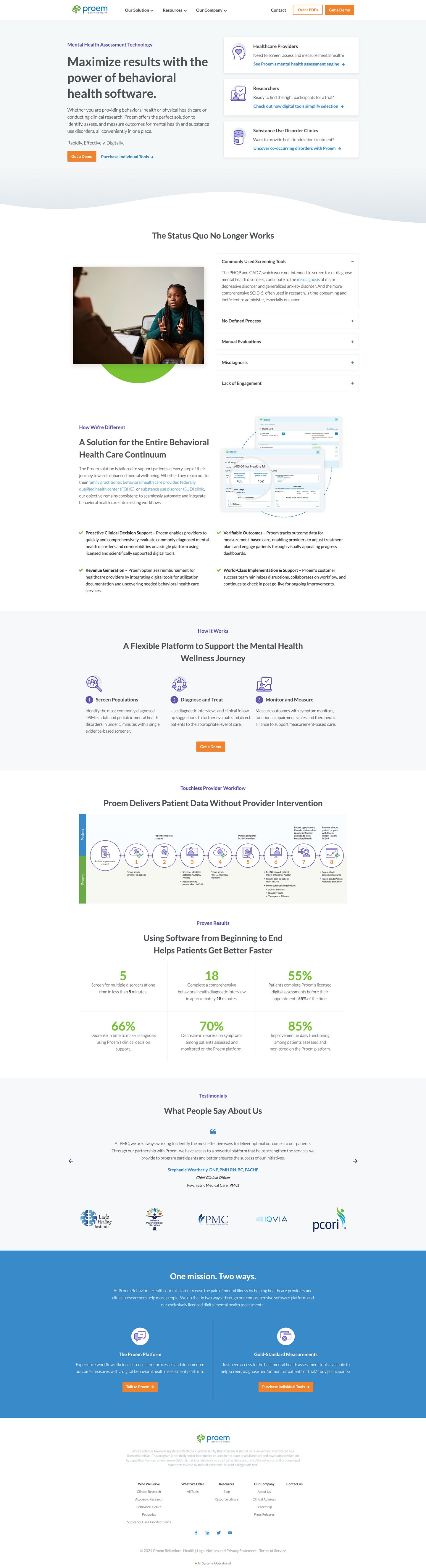 Proem Behavioral Health Home Page