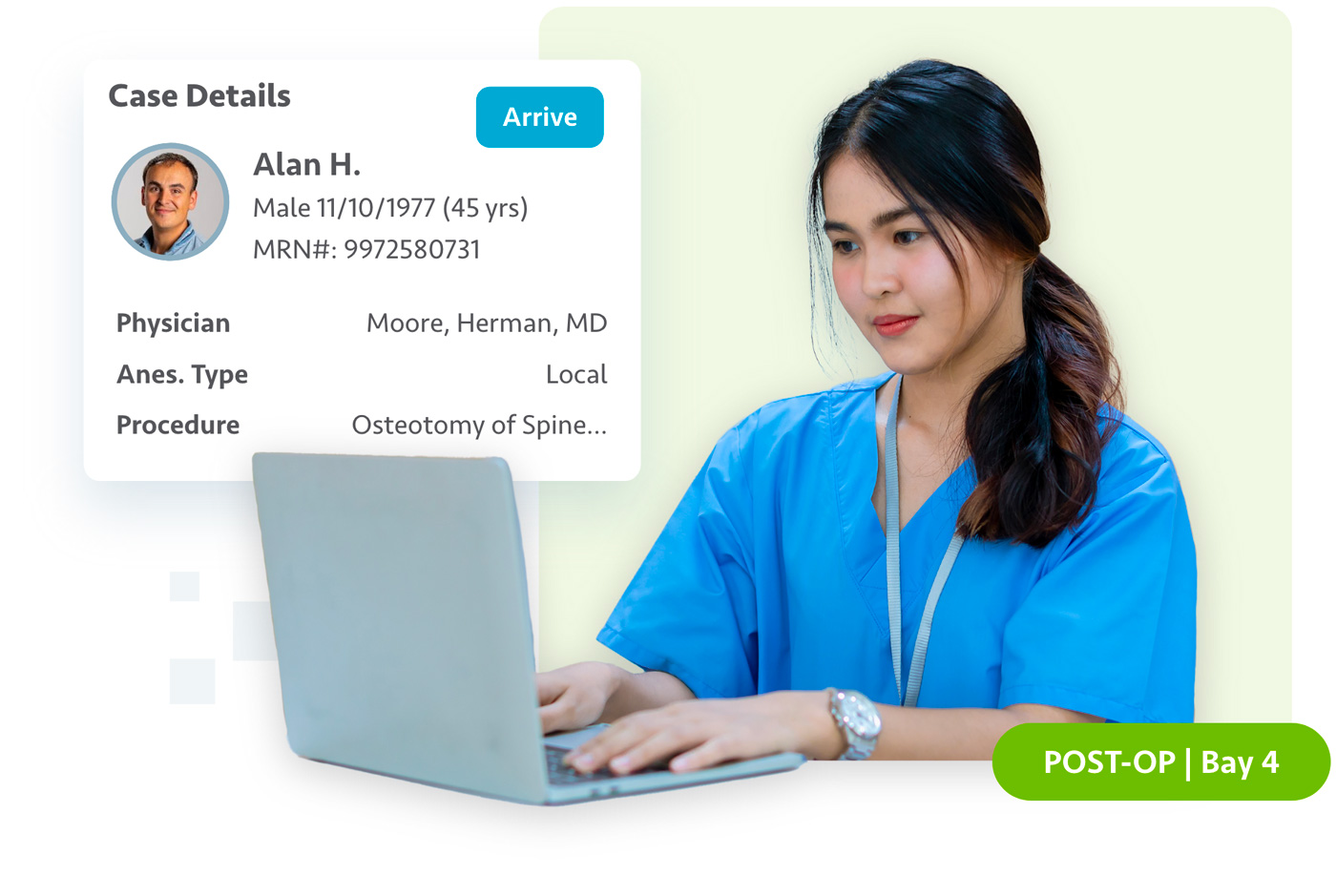 Surgeon tech on laptop